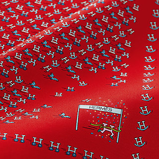 ポケットチーフ 45 cm 《H・アン・ムーブメント》 - ブルー | Hermès